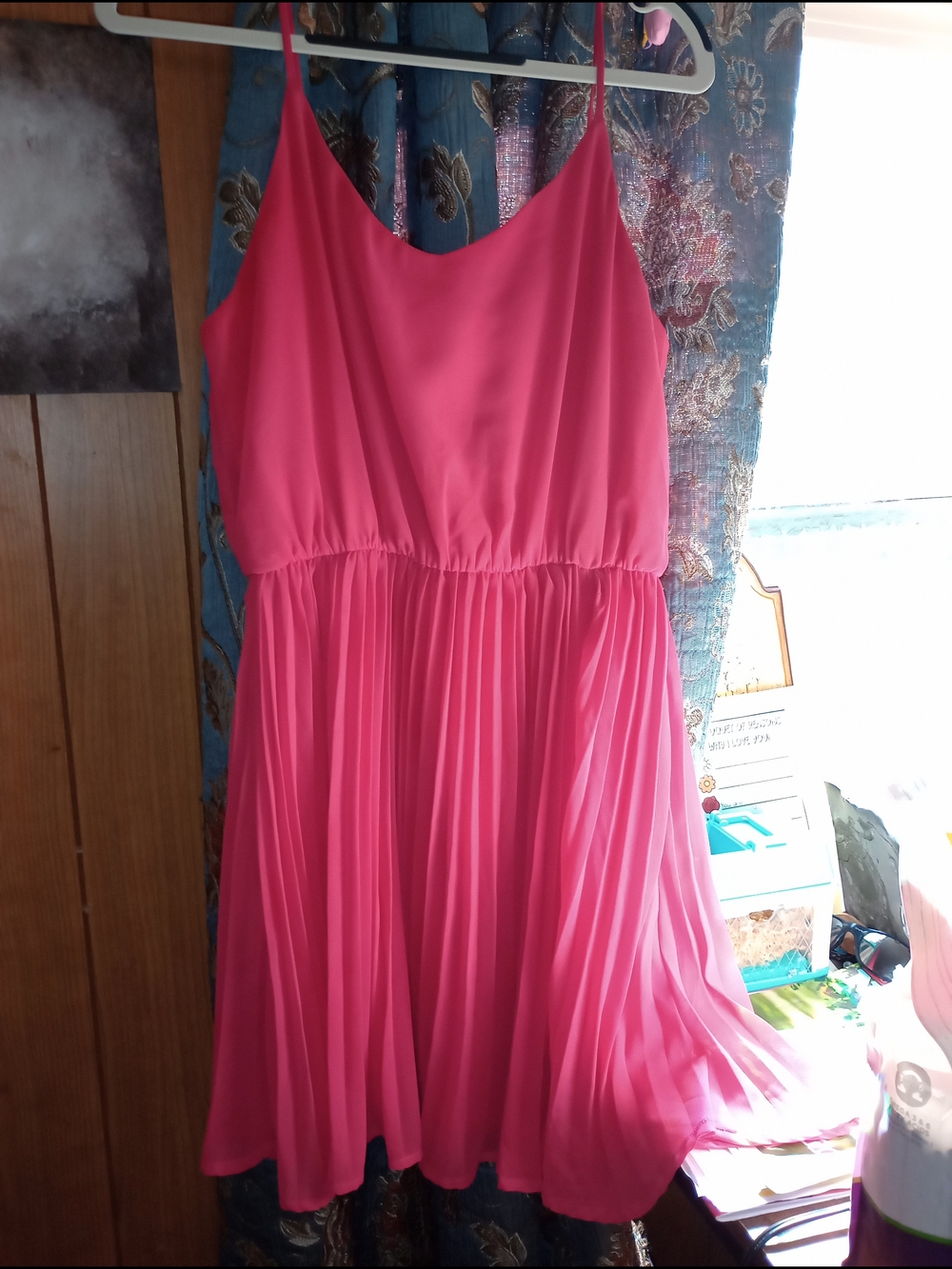 Pink Owl Women's Pink Pleated Midi Dress